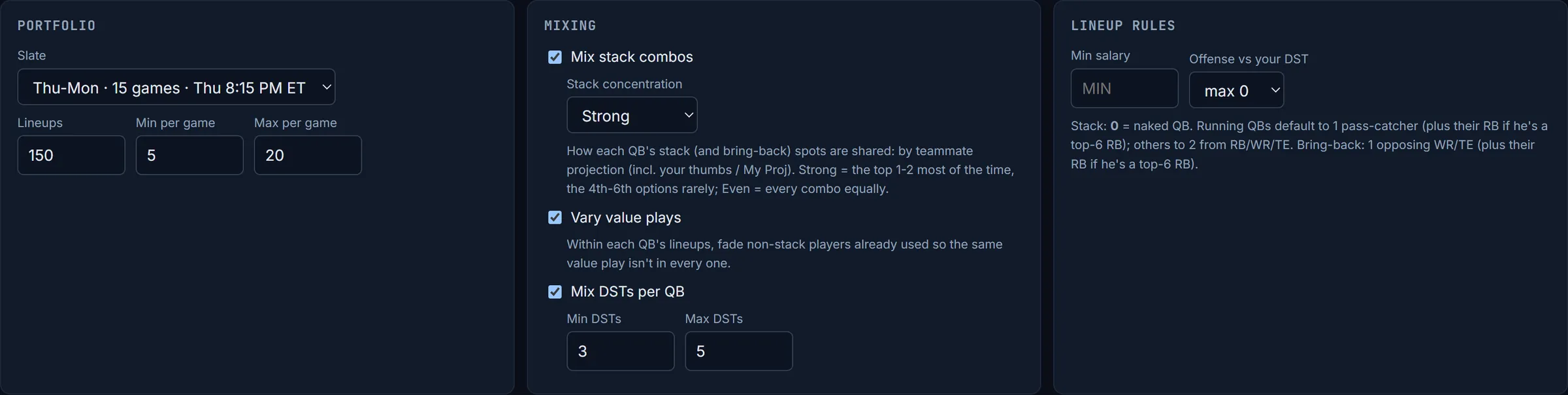 Stack concentration: how hard to lean on the top teammates